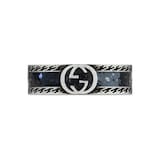 Gucci Silver & Black Enamel Interlocking G Ring