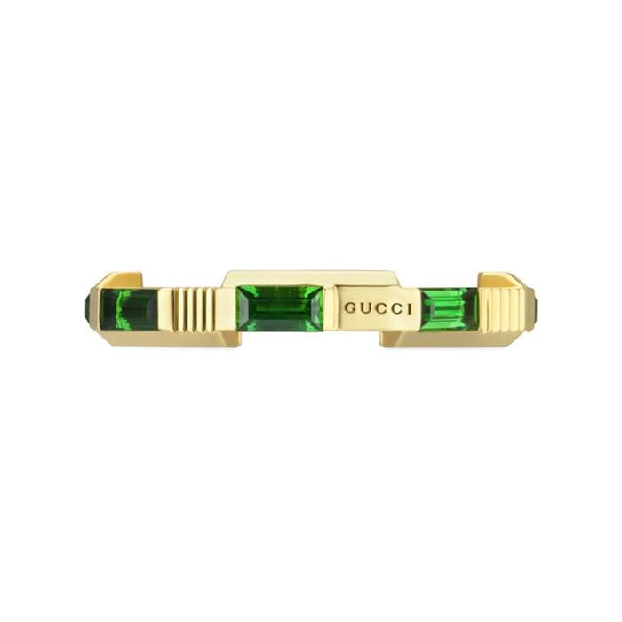 Gucci 18ct Yellow Gold Green Tourmaline Link to Love Ring