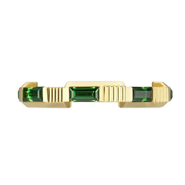 Gucci 18ct Yellow Gold Green Tourmaline Gucci Link to Love Ring