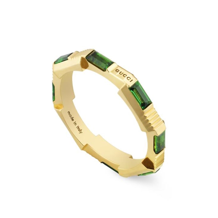 Gucci 18ct Yellow Gold Green Tourmaline Gucci Link to Love Ring