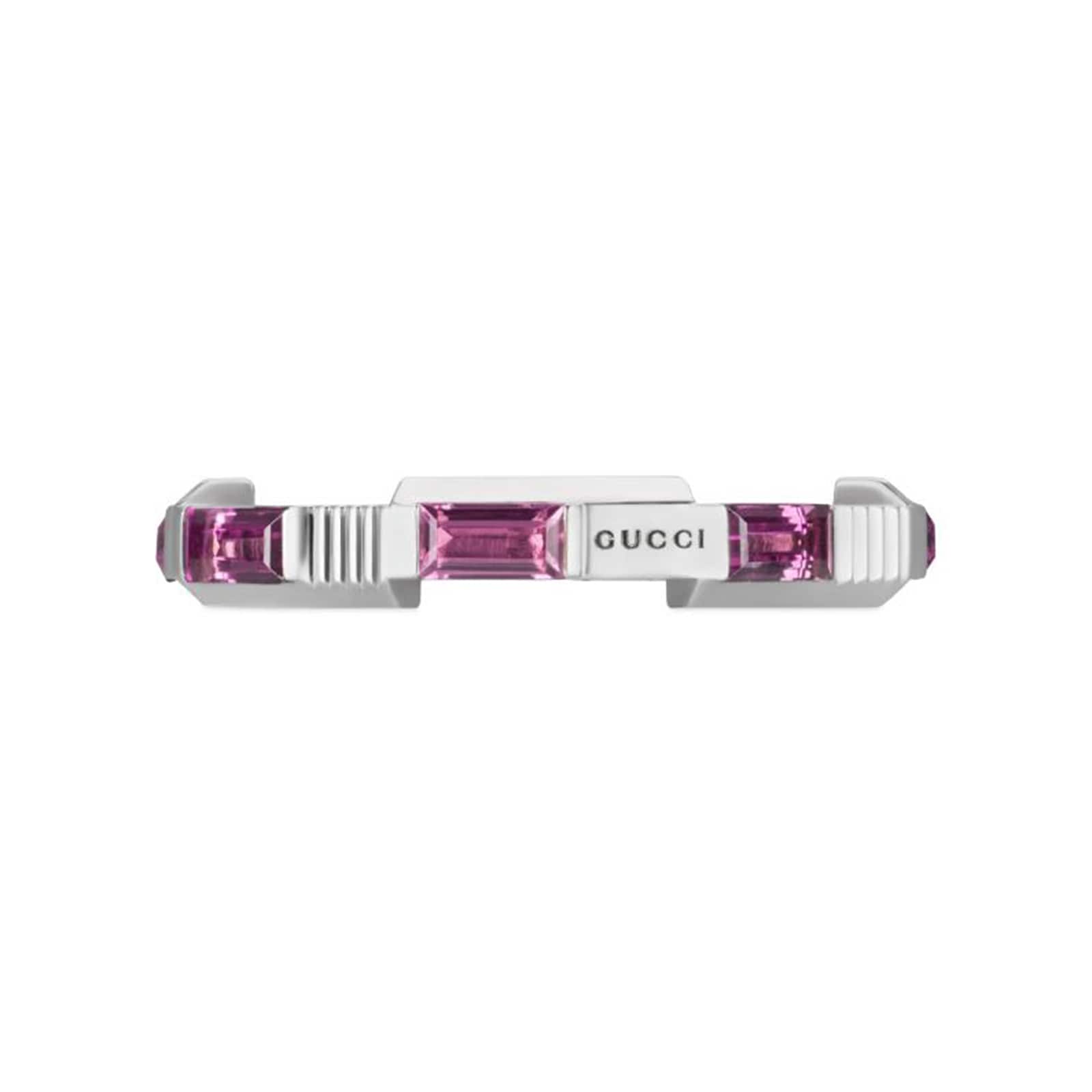 Gucci 18ct White Gold Pink Rubellite Gucci Link to Love Ring Gucci 18ct White Gold Pink Rubellite Gucci Link to Love Ring