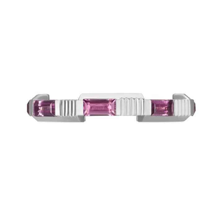 Gucci 18ct White Gold Pink Rubellite Link to Love Ring