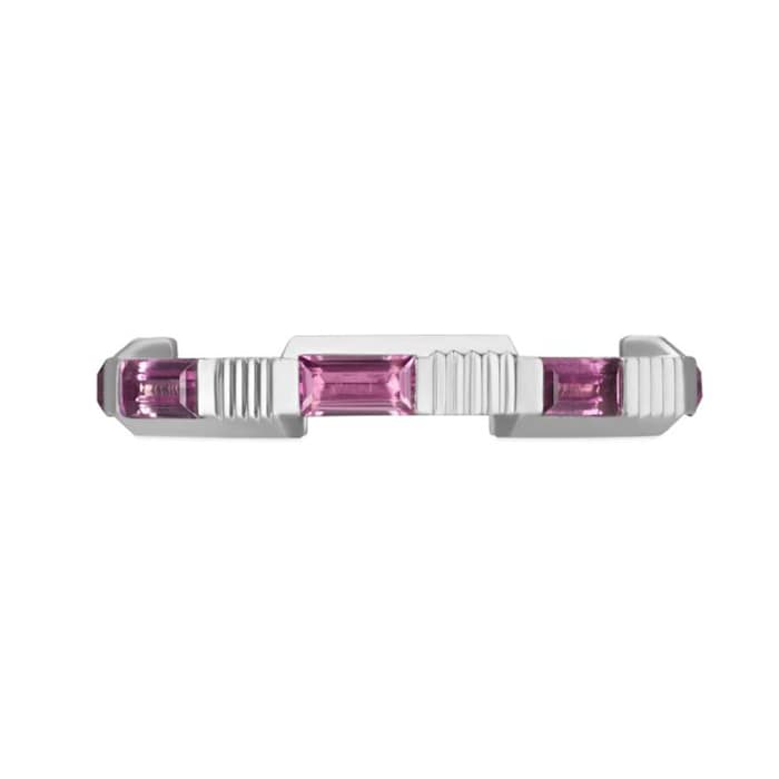 Gucci 18ct White Gold Pink Rubellite Gucci Link to Love Ring