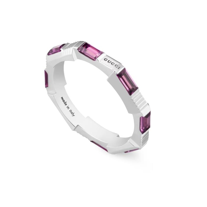Gucci 18ct White Gold Pink Rubellite Link to Love Ring