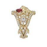 Gucci 18ct Yellow Gold Lion Head Diamond & Tourmaline Ring
