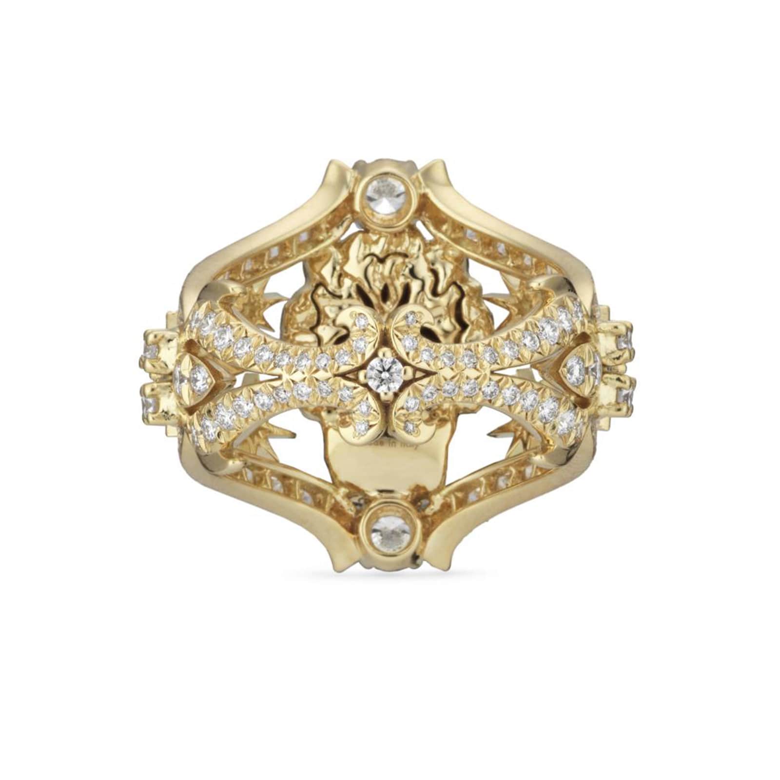 Gucci 18ct Yellow Gold Lion Head Diamond & Tourmaline Ring