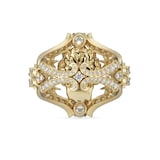 Gucci 18ct Yellow Gold Lion Head Diamond & Tourmaline Ring