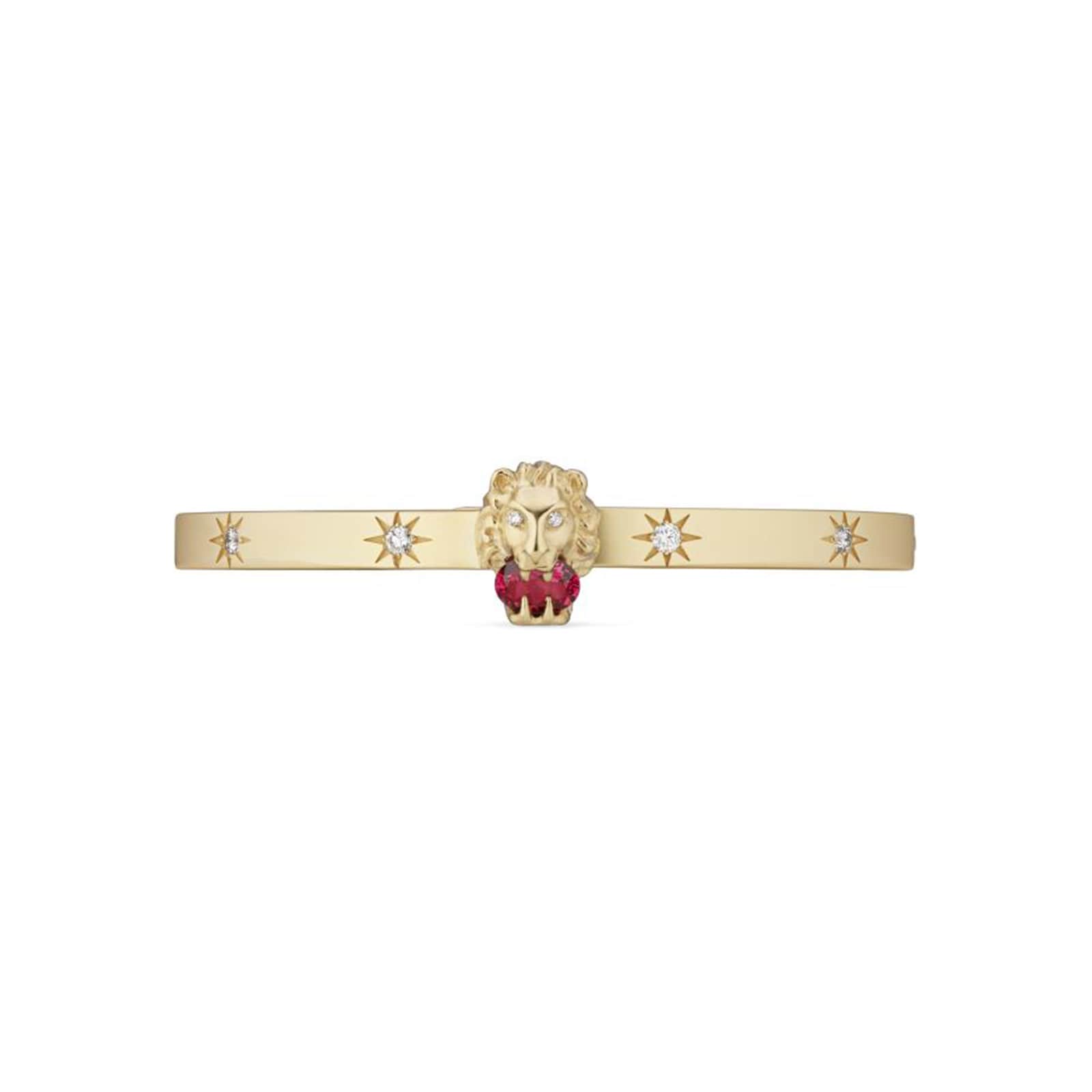Gucci 18ct Yellow Gold Lion Head Diamond & Tourmaline Bracelet Gucci 18ct Yellow Gold Lion Head Diamond & Tourmaline Bracelet