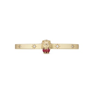 Gucci 18ct Yellow Gold Lion Head Diamond & Tourmaline Bracelet