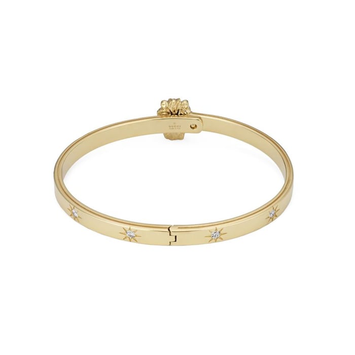 Gucci 18ct Yellow Gold Lion Head Diamond & Tourmaline Bracelet