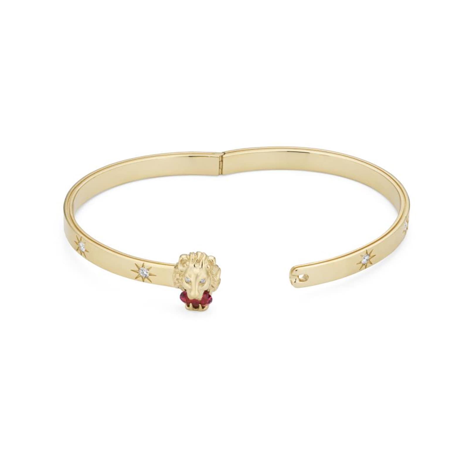 Gucci 18ct Yellow Gold Lion Head Diamond & Tourmaline Bracelet Gucci 18ct Yellow Gold Lion Head Diamond & Tourmaline Bracelet