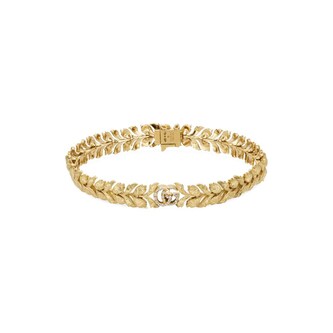 Gucci 18k Yellow Gold 0.04cttw Diamond Flora Double G Bracelet Size Medium