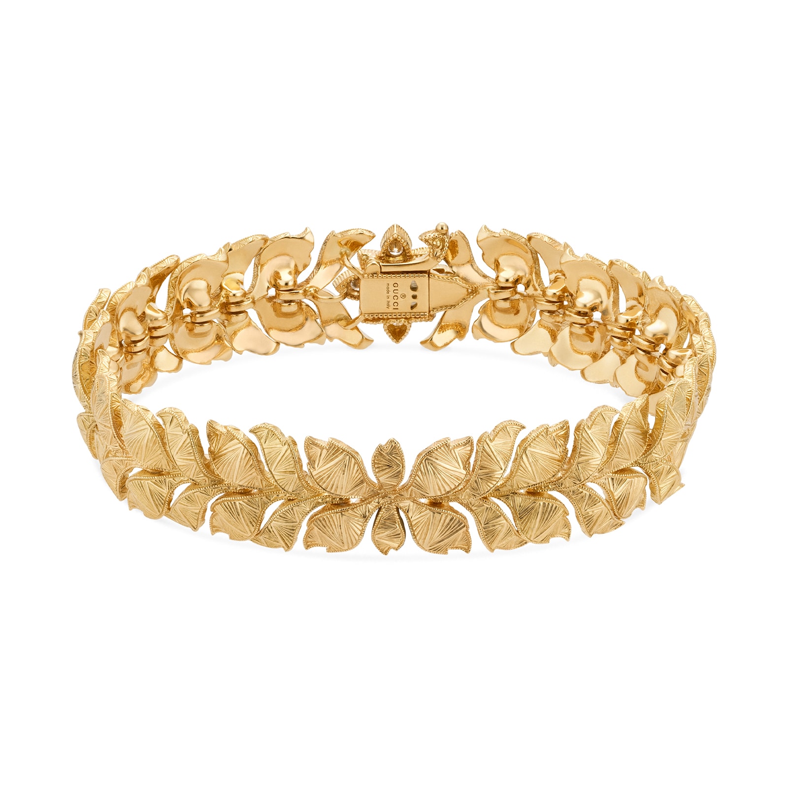 Gucci 18k Yellow Gold 0.39cttw Diamond Gucci Flora Bracelet Size Medium