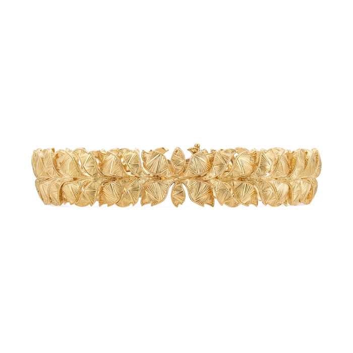 Gucci 18k Yellow Gold 0.39cttw Diamond Gucci Flora Bracelet Size Medium