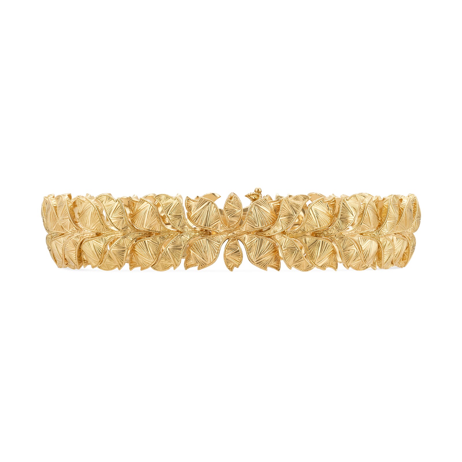 Gucci 18k Yellow Gold 0.39cttw Diamond Gucci Flora Bracelet Size Medium