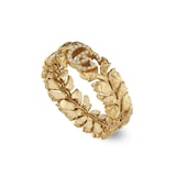 Gucci 18k Yellow Gold 0.04cttw Diamond Flora Double G Fashion Ring Size 6.5