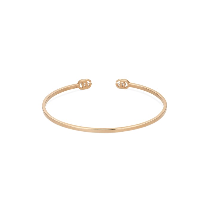 Gucci 18k Rose Gold Running G Cuff Bracelet Size 17