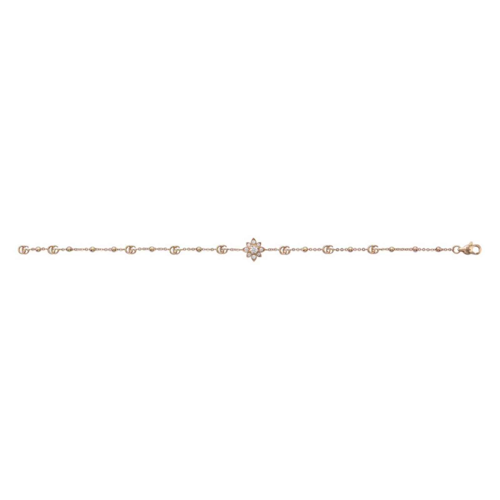 Gucci 18k Rose Gold 0.10cttw Diamond Gucci Flora Bracelet 17cm
