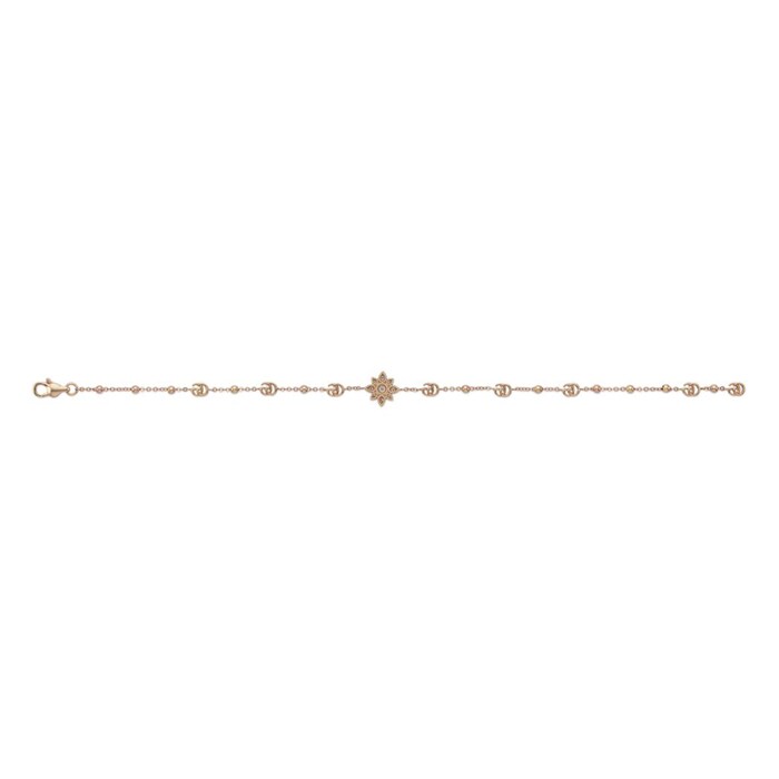 Gucci 18k Rose Gold 0.10cttw Diamond Gucci Flora Bracelet 17cm