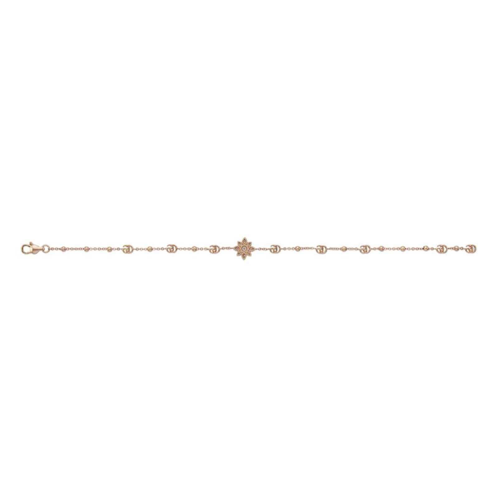 Gucci 18k Rose Gold 0.10cttw Diamond Gucci Flora Bracelet 17cm