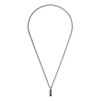 Gucci Silver & Black Enamel ID Tag Pendant