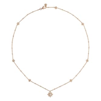 Gucci 18k Rose Gold 0.16cttw Diamond Gucci Flora Necklace 15.7"