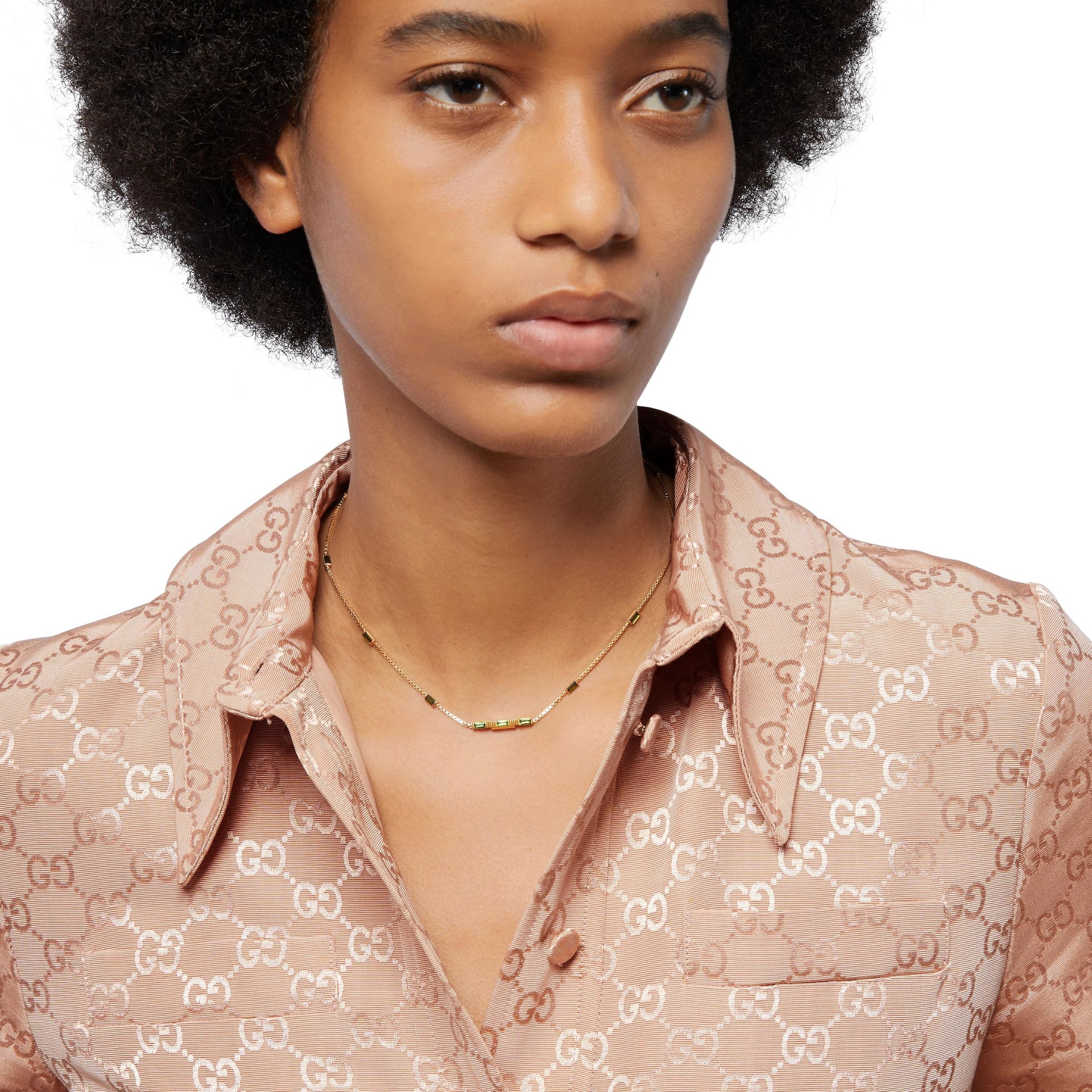 Gucci 18k Yellow Gold Gucci Link to Love 1.17cttw Tourmaline Necklace 6.3-7.1"