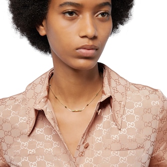 Gucci 18k Yellow Gold Gucci Link to Love 1.17cttw Tourmaline Necklace 6.3-7.1"