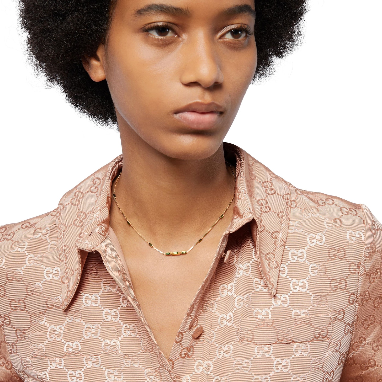 Gucci 18k Yellow Gold Gucci Link to Love 1.17cttw Tourmaline Necklace 6.3-7.1"