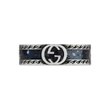 Gucci Gucci Interlocking Sterling Silver and Black Enamel 6mm Ring Size 6.5
