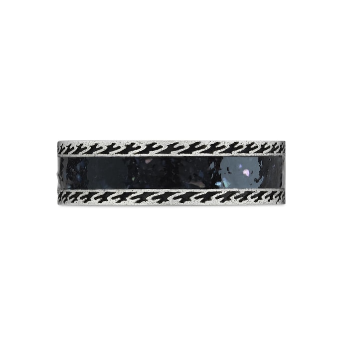 Gucci Gucci Interlocking Sterling Silver and Black Enamel 6mm Ring Size 6.5