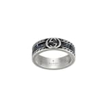 Gucci Gucci Interlocking Sterling Silver and Black Enamel 6mm Ring Size 6.5