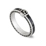 Gucci Gucci Interlocking Sterling Silver and Black Enamel Ring Size 7.25