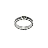 Gucci Gucci Interlocking Sterling Silver and Black Enamel Ring Size 7.25