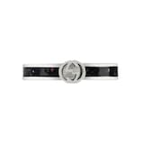 Gucci Gucci Interlocking Sterling Silver & Black Enamel Ring - Size 6.75