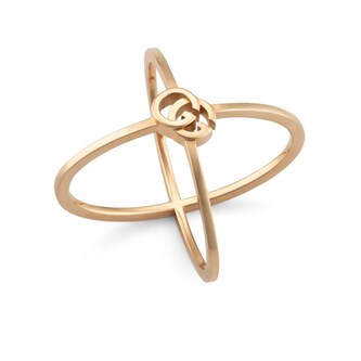Gucci 18k Rose Gold Running G Crossover Ring Size 5.75