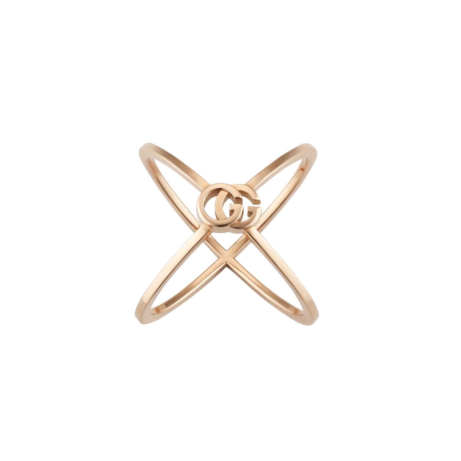 Gucci 18k Rose Gold Running G Crossover Ring Size 5.75