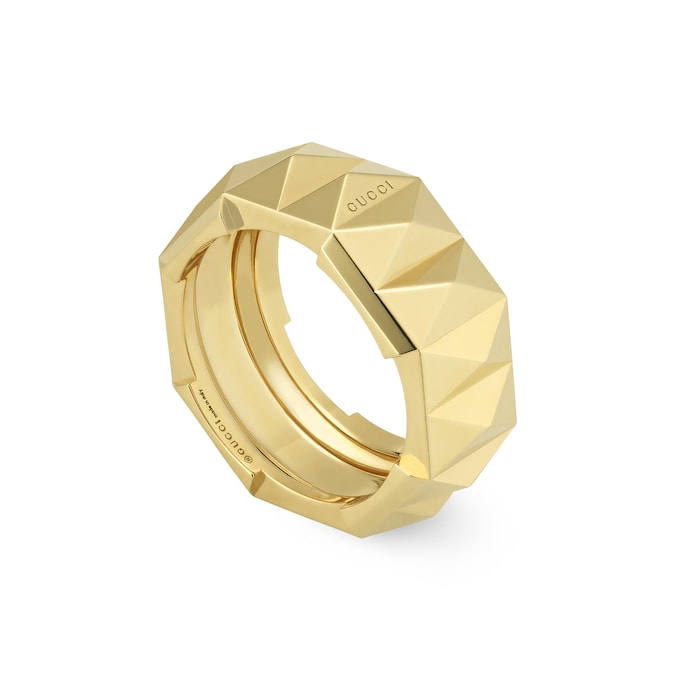 Gucci 18k Yellow Gold Gucci Link to Love Studded Ring Size 7.5