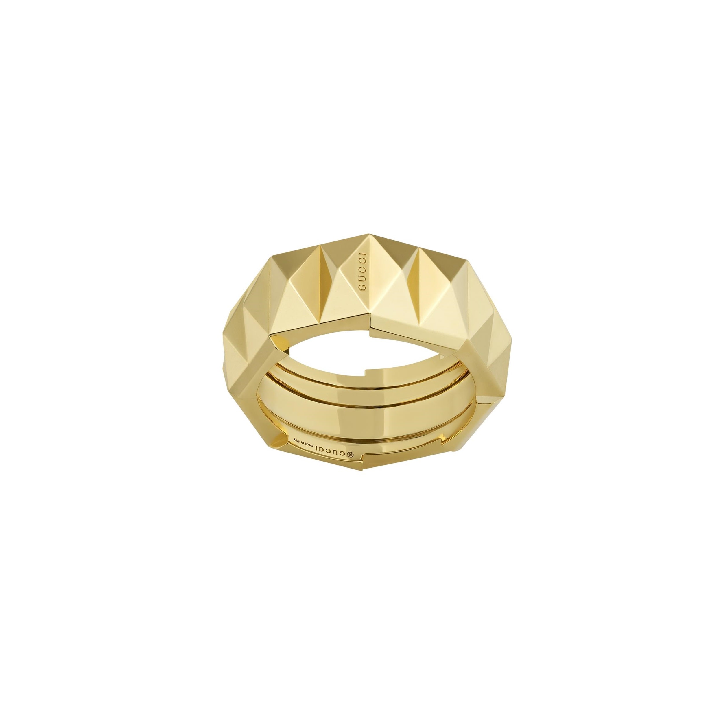 18k Yellow Gold Gucci Link to Love Studded Ring Size 7.5