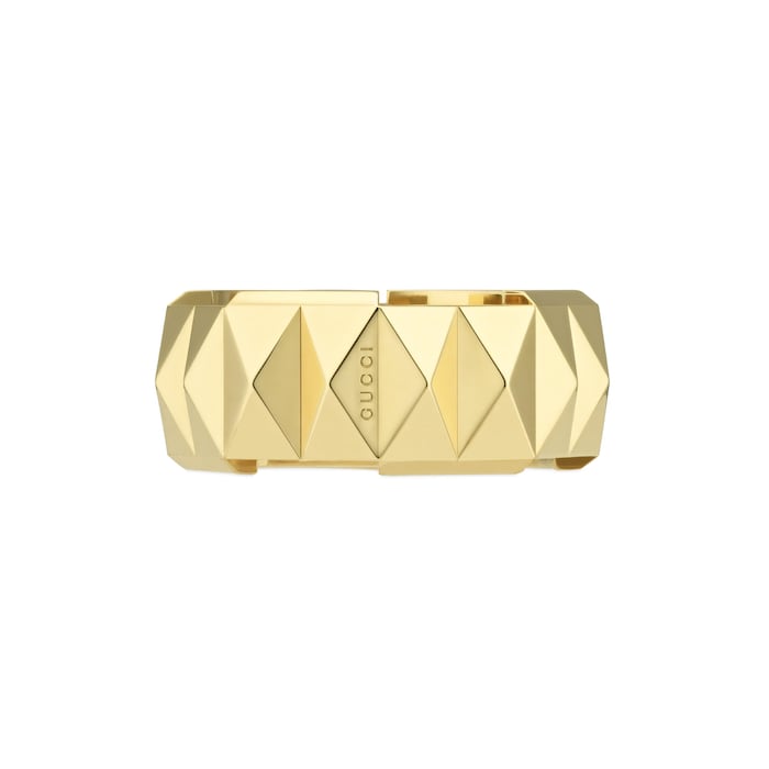 Gucci 18k Yellow Gold Gucci Link to Love Studded Ring Size 7.5