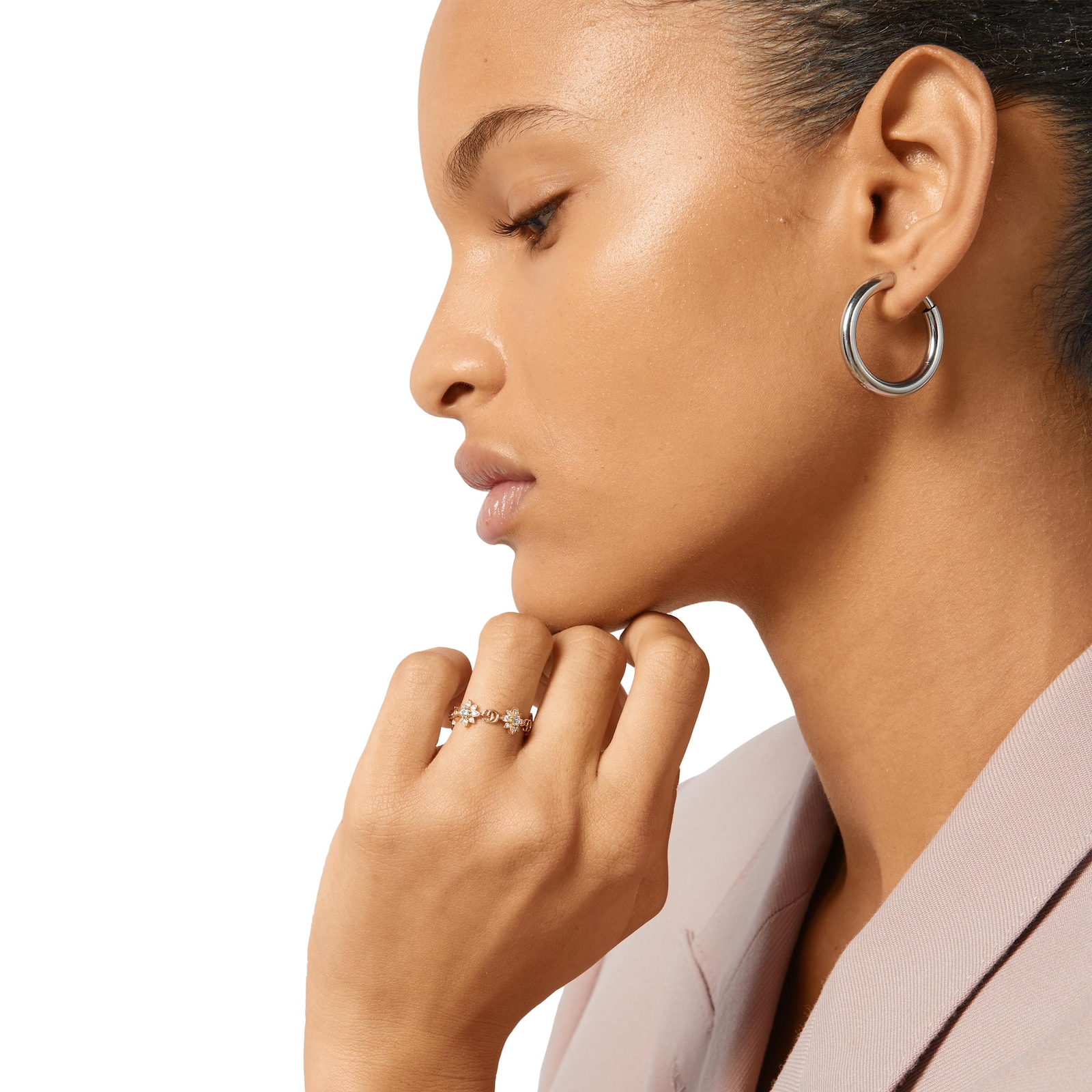 Gucci 18k Rose Gold 0.51cttw Diamond Gucci Flora Ring Size 6.5