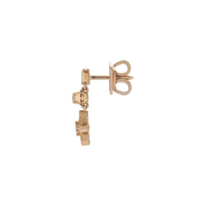 Gucci 18k Rose Gold 0.28cttw Diamond Gucci Flora Drop Earrings