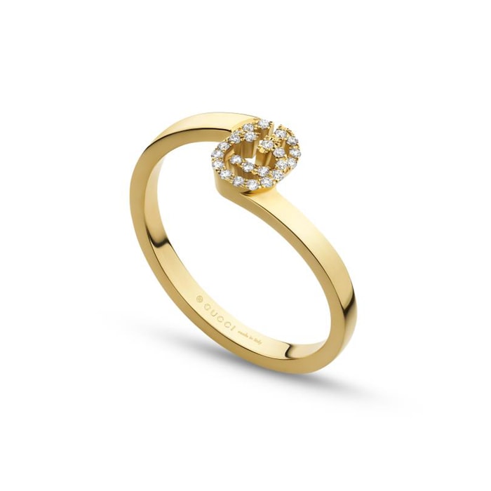 Gucci 18ct Yellow Gold Running G Diamond Ring - Size 7 - Ring Size O