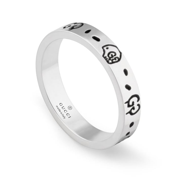 Gucci Sterling Silver & Black Gucci Ghost Ring