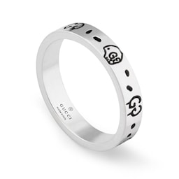 37341576150 - Sterling Silver & Black Gucci Ghost Ring - Size 7 - Ring Size O
