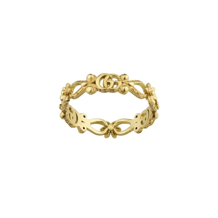 Gucci 18ct Yellow Gold Flora Diamond Pave Ring
