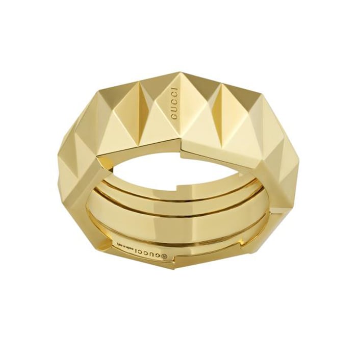 Gucci 18ct Yellow Gold Gucci Link to Love Stud Ring - Size 7