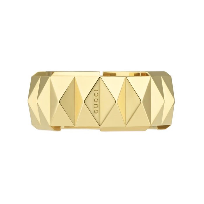 Gucci 18ct Yellow Gold Gucci Link to Love Stud Ring - Size 7