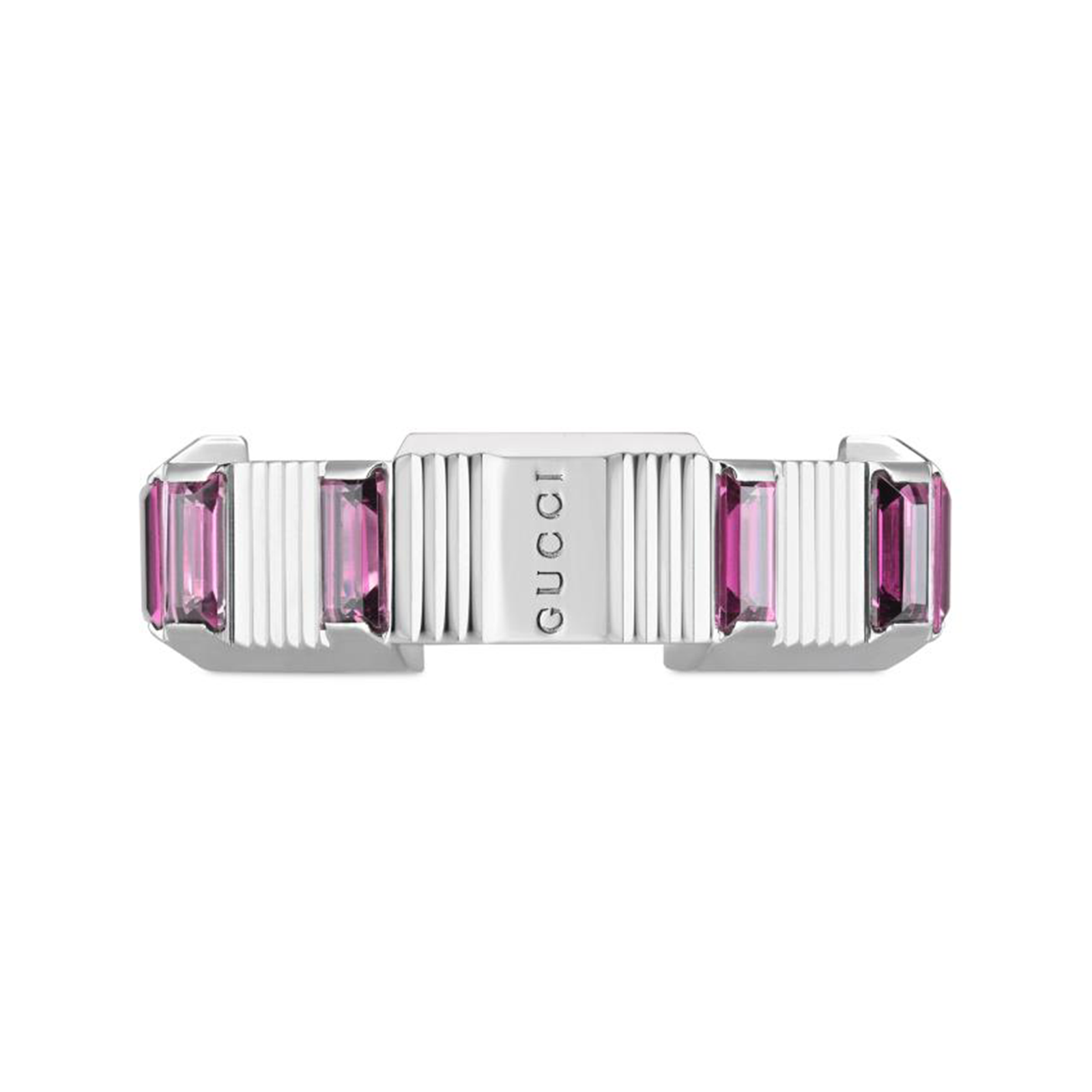 18ct White Gold Gucci Link to Love Rubelite Ring