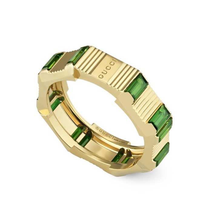 Gucci 18ct Yellow Gold Gucci Link to Love Tourmaline Ring - Size 7